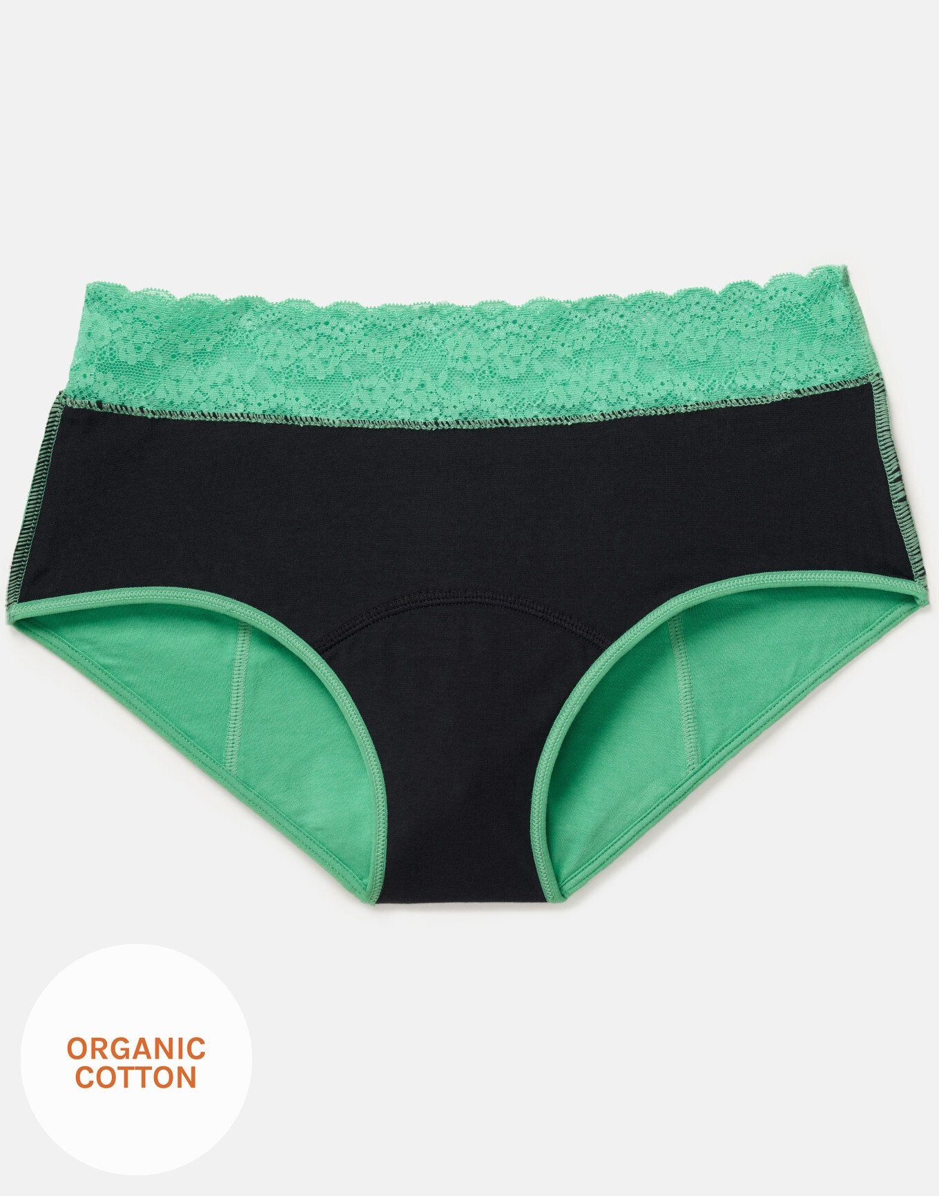 Joyja Ella period-proof panty in color Jade Cream and shape midi brief