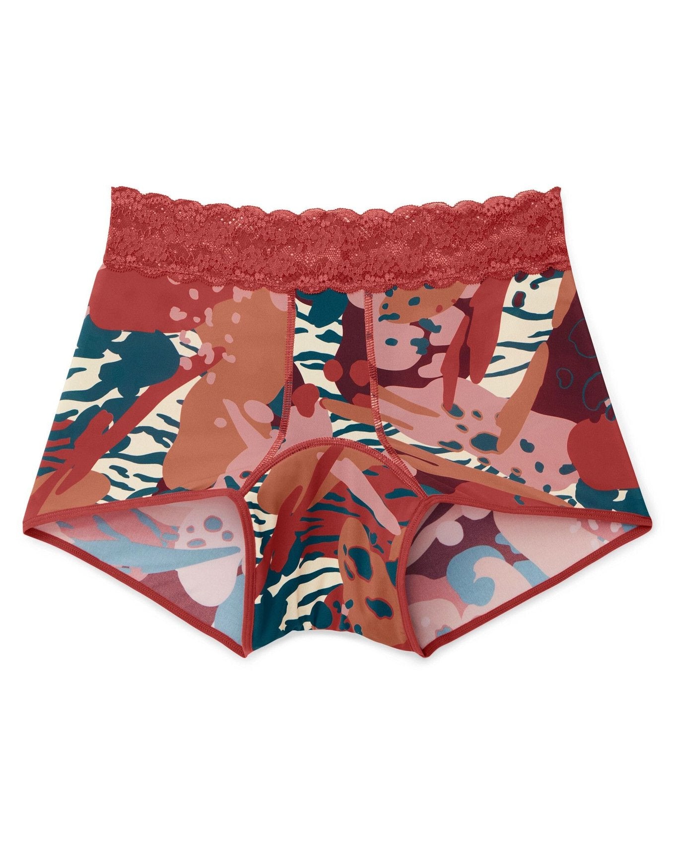 Emily Shortie Floral Red Plus Period Panties, 0X-4X