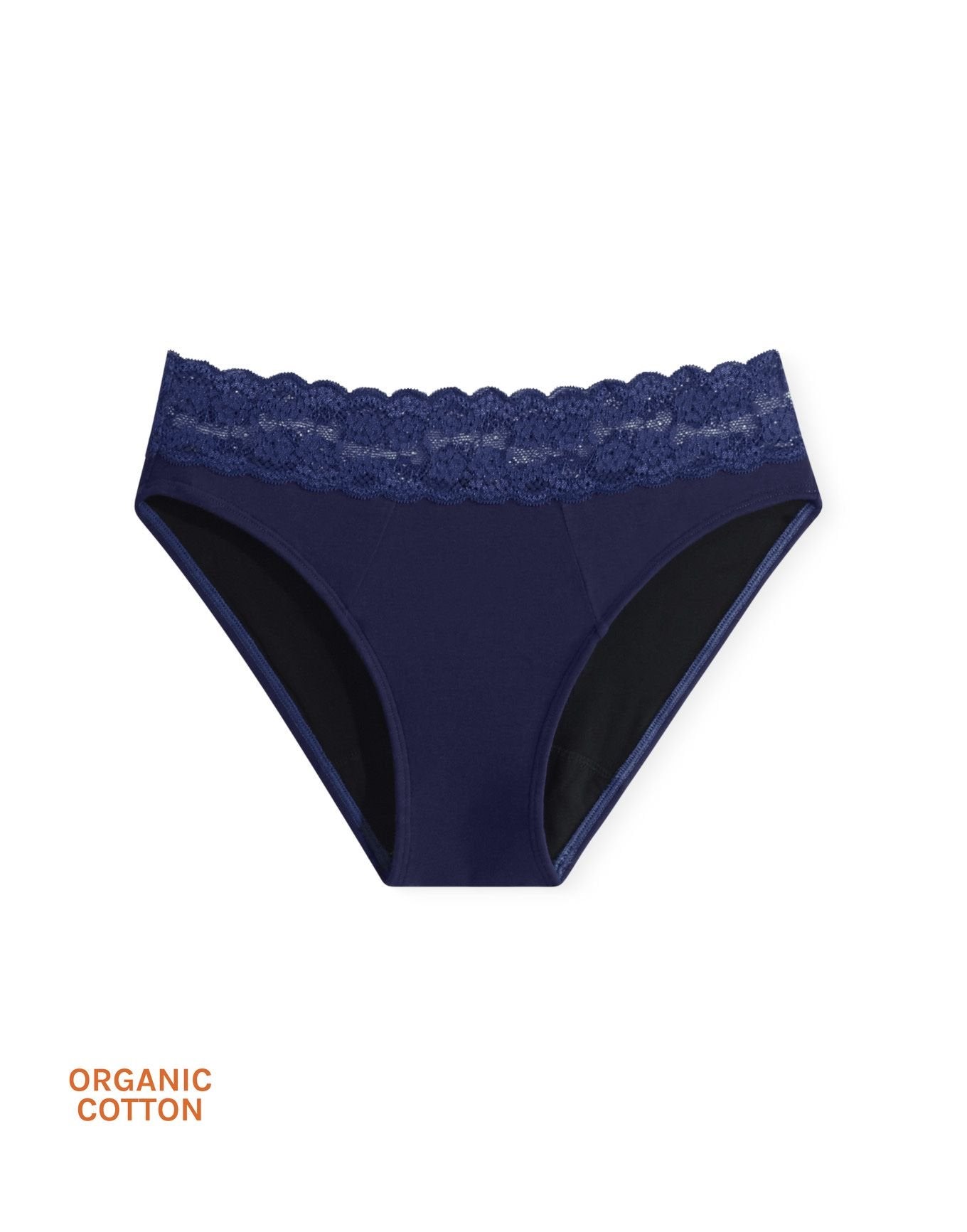 Cotton and Lace Cheeky Panty - Midnight blue