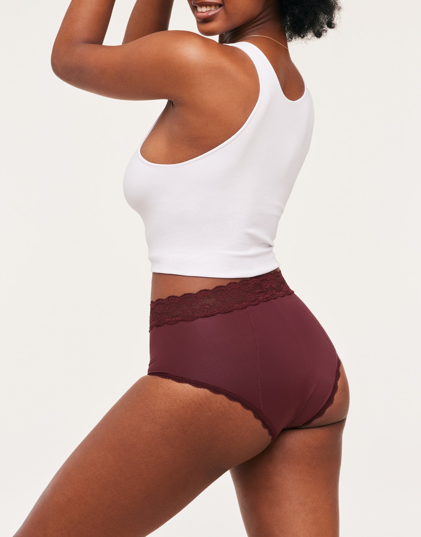 Joyja Amelia period-proof panty in color Windsor Wine and shape high waisted